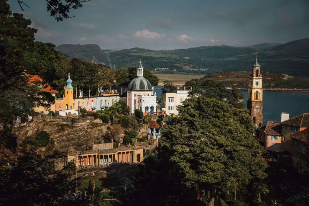 Conwy Valley Getaway | portmeirion An aerial view of Portmeirion, an Italianate village built by architect Sir Clough Williams-Ellis