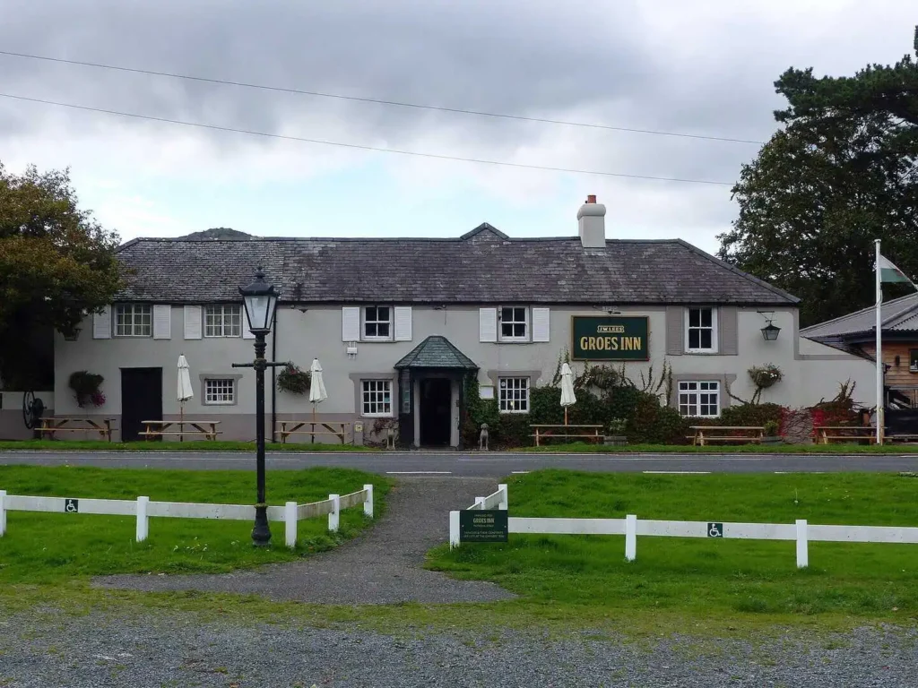 Outside the historic Groes Inn, Conwy Valley