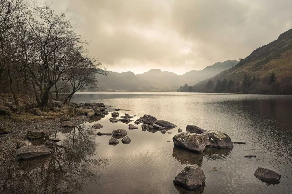Conwy Valley Getaway | 2048px Llyn Crafnant North Wales Light reflecting off the still waters of Llyn Crafnant in winter