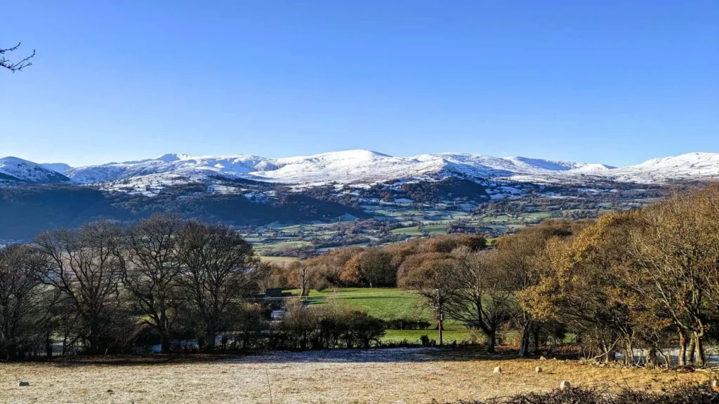 Conwy Valley Getaway | Winter View across to Carneddau A wintery view across the Conwy Valley towards the mountains of Eryri beyond